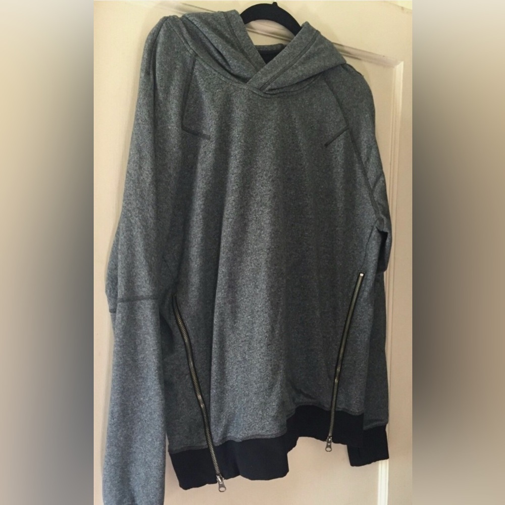 Lululemon Charcoal hoodie with two zippers in front.